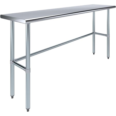 Amgood 18 in. x 72 in. Open Base Stainless Steel Metal Table WT-1872-RCB-Z